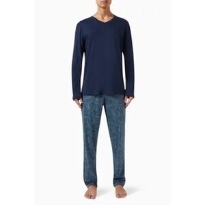 Hanro Men's Night and Day Pajama Bottom Aqua Paisley Medium